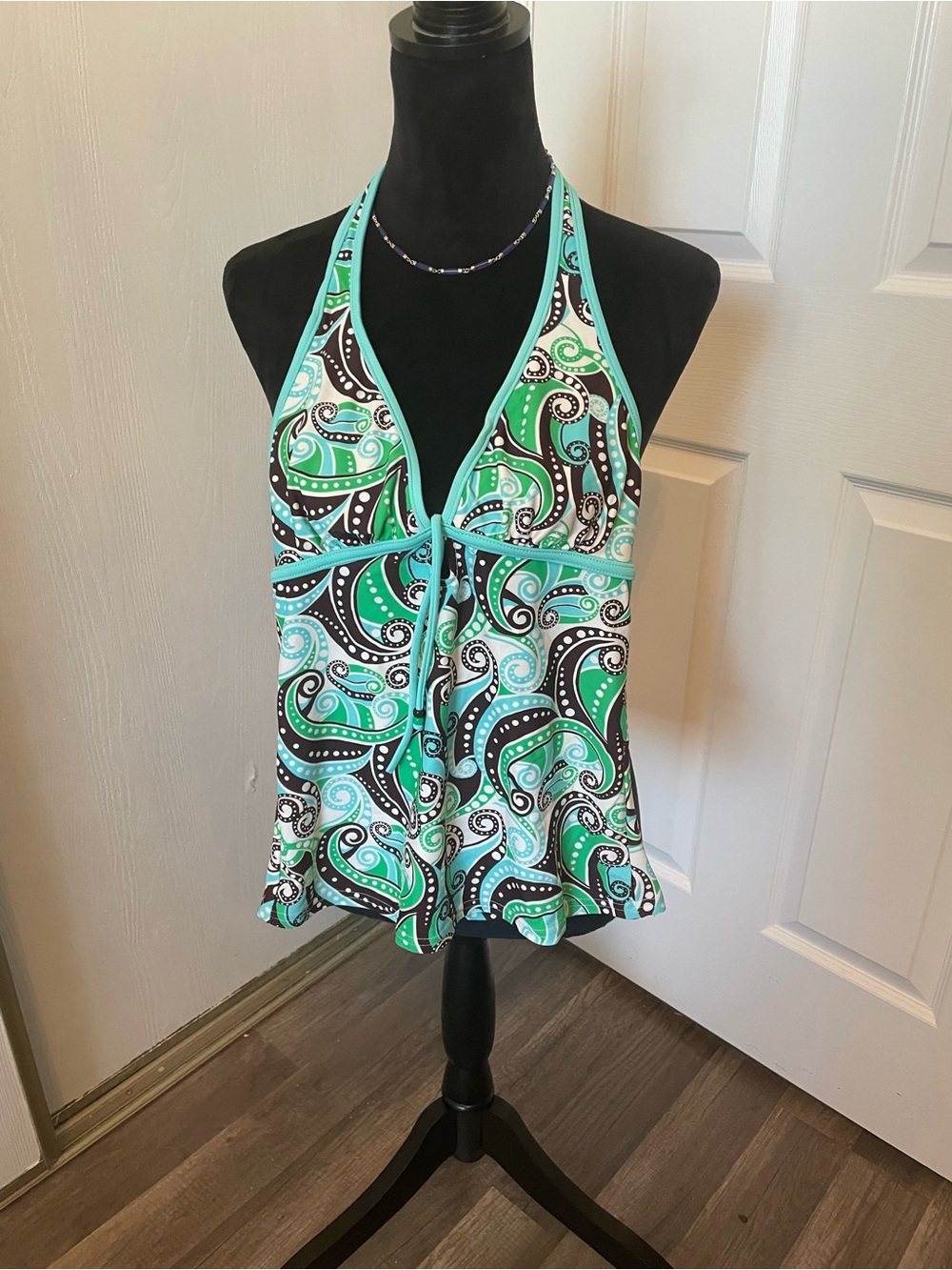 Arizona Jean Company Turquoise, Brown, White Patterned Swim Top Size M (Kids)